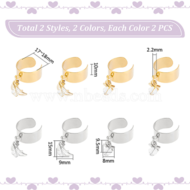 8Pcs 4 Style 304 Stainless Steel Open Cuff Rings Set(RJEW-AB00011)-3