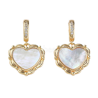 Real 18K Gold Plated Creamy White Heart Shell Pendants