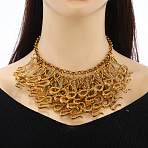 Exaggerated Alloy Multi-Layered Snake Bib Necklaces for Women, Antique Golden, 17.72 inch(45cm)(FS-WGEB7D7-01)