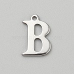 Stainless Steel Pendants, Letter, Stainless Steel Color, 12x8~10.5x0.9mm, Hole: 1.2mm(STAS-WH20015-055P-B)