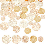 40Pcs 5 Styles Brass Connector Charms, Nickel Free, Bumpy Flat Round Links, Mixed Color, 8~16x0.5~1.5mm, Hole: 1~2mm, 8pcs/style(KK-FH0007-04-NF)