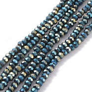 Electroplate Glass Beads Strands, Full Plated, Faceted, Rondelle, Coffee, 2.5x1.5~2mm, Hole: 0.5mm, about 185~190pcs/strand, 13.7 inch~14.1 inch(EGLA-K010-FP02)