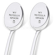 Stainless Steel Spoon, with Black Word, Stainless Steel Color, Bottle Pattern, 196x32mm, 2pcs/set(AJEW-WH0160-020)