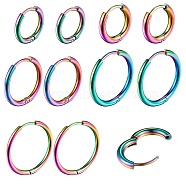 5 Pairs 5 Style Ion Plating(IP) 304 Stainless Steel Small Huggie Hoop Earrings, Hypoallergenic Earrings for Women, with 316 Surgical Stainless Steel Pin, Rainbow Color, 14~25x2~2.5mm, Pin: 1mm, 1 pair/style(EJEW-SZ0001-52)