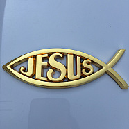 Waterproof 3D Jesus Fish ABS Plastic Self Adhesive Sticker, Car Sticker Decals, DIY Car Decoration, Word, 140x45mm(RELI-PW0001-096A-01)