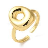 Initials Brass Open Cuff Ring for Women, Letter O, 16.5x14mm, Adjustable(RJEW-N046-02O-G)