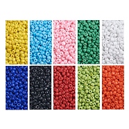 6/0 Glass Seed Beads, Opaque Colours Seed, Small Craft Beads for DIY Jewelry Making, Round, Mixed Color, 6/0, 4mm, Hole: 1.5mm, 10colors, 90g/color, 900g/set(SEED-JQ0001-02-4mm)