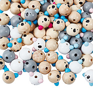 Animal Theme Wood European Beads, Large Hole Beads, Mixed Color, Koala, 25x29.5x24mm, Hole: 5.5mm(WOOD-WH0022-53A)