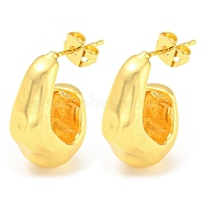 Rack Plating Brass Twist Teardrop Stud Earrings, Half Hoop Earrings, Long-Lasting Plated, Lead Free & Cadmium Free, Real 18K Gold Plated, 22.1x9.5mm(EJEW-A028-40G)