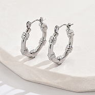 304 Stainless Steel Hoop Earrings, Ring, Stainless Steel Color, 23x23mm(FD1814-2)