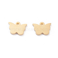 304 Stainless Steel Charms, Stamping Blank Tag, Laser Cut, Butterfly, Golden, 7x10x1mm, Hole: 1.2mm(STAS-I151-17G)