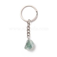 Natural Green Aventurine Keychain, with 201 Stainless Steel Finding, 7.5~8cm(G-E155-04P-04)