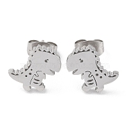 Non-Tarnish 304 Stainless Steel Stud Earrings, Dinosaur, Stainless Steel Color, 11.5x8.5mm(X-EJEW-B022-06P)