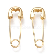 Brass Dangle Earrings, Safety Pin Shape, Golden, 32x11x3.5mm, Pin: 0.8mm(KK-M207-03G)