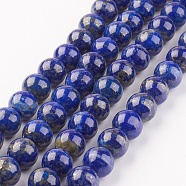 Natural Lapis Lazuli Beads Strands, Round, 8mm, Hole: 1mm, about 48pcs/strand, 15.7 inch(40cm)(G-G099-8mm-7C)