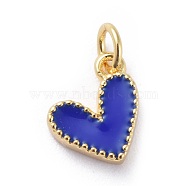 Enamel Charms, with Brass Findings, Heart, Real 18k Gold Plated, Dark Blue, 9x7x2.5mm, Hole: 2.5mm(KK-G363-54G-06)