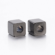 304 Stainless Steel Beads, Cube, Electrophoresis Black, 5x5x5mm, Hole: 3mm(STAS-F148-5x5-06B)