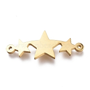 304 Stainless Steel Links Connectors, Laser Cut, 3 Star in a Row, Golden, 10x24x1mm, Hole: 1mm(X-STAS-N094-17G)