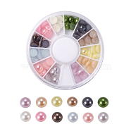 ABS Plastic Cabochons, Imitation Pearl, Nail Art Decoration Accessories, Half Round, Mixed Color, 6x3mm, about 6pcs/color, 72pcs/box(OACR-X0006-09-6mm)