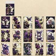 15 Styles Gothic Style Rose Flower Scrapbooking Paper Pads, for DIY Scrapbooking, Purple, 140x100x0.3mm, 30pcs/set(DIY-H171-01D)