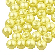 ABS Plastic Beads, Imitation Pearl, Round, Yellow, 8x7.5mm, Hole: 1.5mm, about 760pcs/200g(OACR-SZ0001-19B-04)