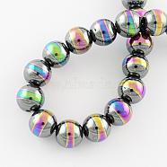 Non-magnetic Synthetic Hematite Beads Strands, Grade A, Round Beads for Jewelry Making, Multi-color Plated, 8mm, Hole: 2mm, 55pcs/strand(G-Q926-8mm-04)
