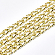 Aluminium Curb Chains, with Spool, Unwelded, Light Gold, 7x4x1mm, about 164.04 Feet(50m)/roll(CHA-T001-03LG)