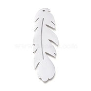 304 Stainless Steel Big Pendants, Manual Polishing, Laser Cut, Feather, Stainless Steel Color, 50x15.5x0.8mm, Hole: 1.2mm(STAS-L238-088A-P)