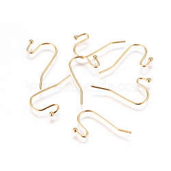 PVD Vacuum Plating 304 Stainless Steel Earring Hooks, Golden, 20x12x1.8mm, 22 Gauge, Pin: 0.6mm(STAS-I120-24-G)