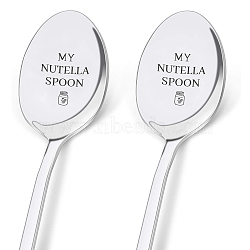 Stainless Steel Spoon, with Black Word, Stainless Steel Color, Bottle Pattern, 196x32mm, 2pcs/set(AJEW-WH0160-020)