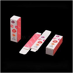 Rectangle Lipstick Paper Packaging Boxes, Lip Sample Lip Gloss Packaging Box, Pink, 8.65x2.6x2.55cm(CON-WH0070-01C)