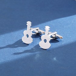 Stainless Steel Cufflinks, for Apparel Accessories, Guitar, 15mm(PW-WG73150-12)