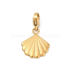 304 Stainless Steel Pendant Decorations, with Lobster Claw Clasp, Ion Plating(IP), Shell Shape, Real 14K Gold Plated, 25.5mm(STAS-L283-27G)