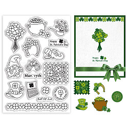 PVC Plastic Stamps, for DIY Scrapbooking, Photo Album Decorative, Cards Making, Stamp Sheets, Film Frame, Saint Patrick's Day Themed Pattern, 16x11x0.3cm(DIY-WH0167-57-0132)