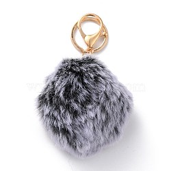 (Defective Closeout Sale: Oxidation of Key Chain), Pom Pom Ball Keychain, with Alloy Lobster Claw Clasps and Iron Key Ring, for Bag Decoration,  Keychain Gift and Phone Backpack, Gray, 13.5cm(KEYC-XCP0001-08B)