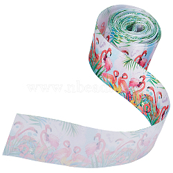 10 Yards Printed Polyester Ribbon, for Bowknot Making, Flat, Colorful, Flamingo Pattern, 5.1x0.02cm(OCOR-GF0002-47D)