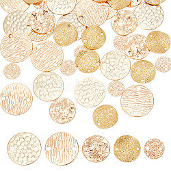 40Pcs 5 Styles Brass Connector Charms, Nickel Free, Bumpy Flat Round Links, Mixed Color, 8~16x0.5~1.5mm, Hole: 1~2mm, 8pcs/style(KK-FH0007-04-NF)