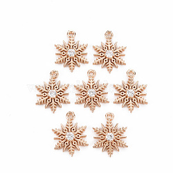 Rack Plating Brass Micro Pave Clear Cubic Zirconia Pendants, Long-Lasting Plated, Cadmium Free & Lead Free, Snowflake, Light Gold, 17.5x13x3mm, Hole: 1.2mm(KK-T060-46-RS)
