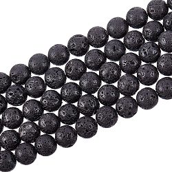 Synthetic Lava Rock Beads Strands, Dyed, Round, Black, 10mm, Hole: 1mm, about 39pcs/strand, 14.96 inch(38cm)(G-S277-10mm-01)