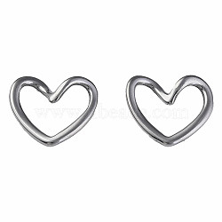 304 Stainless Steel Linking Rings, Heart, Stainless Steel Color, 15x17x3.5mm, Hole: 7x13mm(X-STAS-N087-56P)