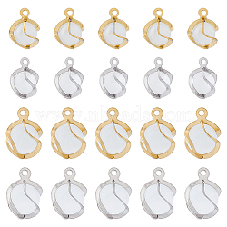 32Pcs 4 Style Cat Eye Pendants, with 304 Stainless Steel Findings, Round, Mixed Color, 11.5~13x8~8.5x7~7.5mm, Hole: 1~1.2mm, 8pcs/style(STAS-FH0002-01)