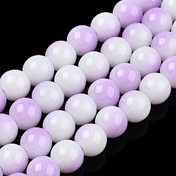 Two Tone Opaque Baking Painted Glass Beads Strands, Round, Plum, 8x7mm, Hole: 1.2mm, about 100~102pcs/strand, 29.53~30.12 inch(75~76.5cm)(DGLA-Q027-8mm-02)
