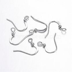Brass Platinum French Earring Hooks, Flat Earring Hooks, with Bead Charms and Horizontal Loop, Nickel Free, 15mm, Hole: 2mm, Pin: 0.7mm(X-KK-Q365-P-NF)