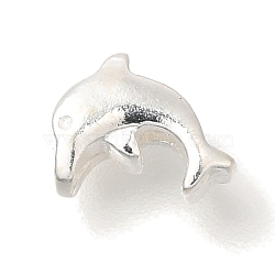 925 Sterling Silver Beads, Dolphin, with 925 Stamp, Silver, 8x6x3mm, Hole: 1.2mm(STER-G043-06S)