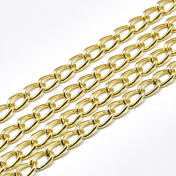 Aluminium Curb Chains, with Spool, Unwelded, Light Gold, 7x4x1mm, about 164.04 Feet(50m)/roll(CHA-T001-03LG)