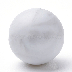 Food Grade Eco-Friendly Silicone Beads, Round, Gainsboro, 8~10mm, Hole: 1~2mm(SIL-R008A-00)