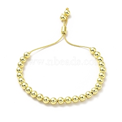Rack Plating Brass Round Bead Slider Bracelets for Women, Long-Lasting Plated, Nickel Free & Lead Free, Real 18K Gold Plated, 0.1cm, Inner Diameter: 1-3/4~2-7/8 inch(4.3~7.2cm)(BJEW-M232-01G-B)