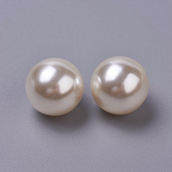 ABS Plastic Imitation Pearl Beads, Round, Undrilled/No Hole Beads, Seashell Color, 30mm, about 34pcs/500g