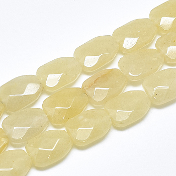 Natural Topaz Jade Beads Strands, Faceted, Calabash, 16~16.5x12x6mm, Hole: 1mm, about 12pcs/strand, 7.8 inch