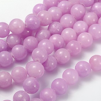 Natural Yellow Jade Beads Strands, Round, Dyed, Plum, about 10mm in diameter, hole: 1mm, about 40 pcs/strand, 16 inch